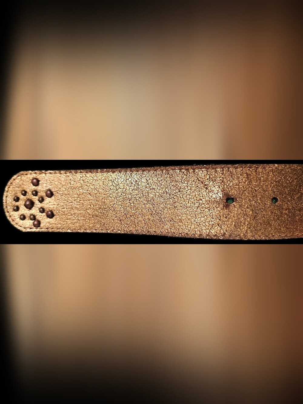 Y2K Distressed Metallic Studded Wide Hip Belt Bronze Gold Boho Western 40-44 - Picture 3 of 5